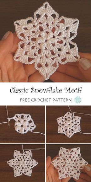 Motif Crochet Pattern, Snowflakes Diy, Crochet Christmas Snowflakes, Crochet Christmas Ornaments Free, Crochet Snowflake, Crochet Ornament Patterns, Crochet Snowflake Pattern, Diy Winter, Crochet Xmas