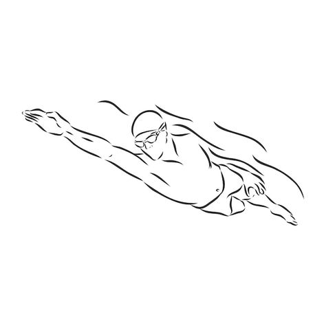 Swimming Person Drawing, Swimming Pool Tattoo, Person Swimming Drawing, Swimming Drawing Easy, Swimming Tattoo Ideas Swimmers, Swimmer Tattoo Ideas, Swimmer Drawing, Swimming Sketch, Swim Drawing