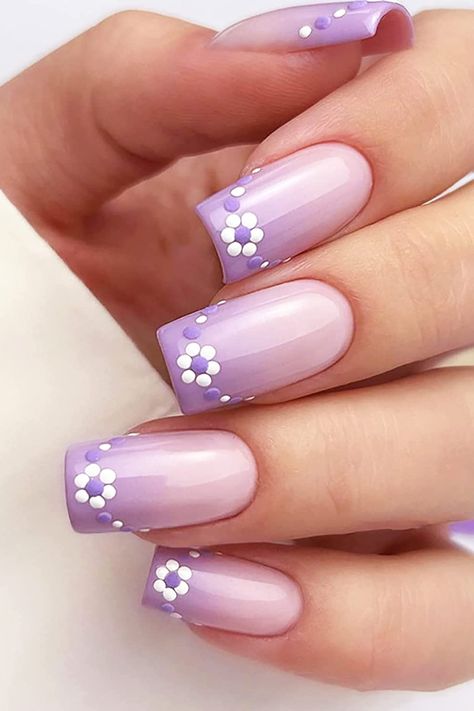 Purple press on nail designs Lilac Nails Design, Purple Nail Art, Lilac Nails, Purple Acrylic Nails, Spring Acrylic Nails, Purple Nail Designs, Lavender Nails, Cute Spring Nails, Spring Nail Art