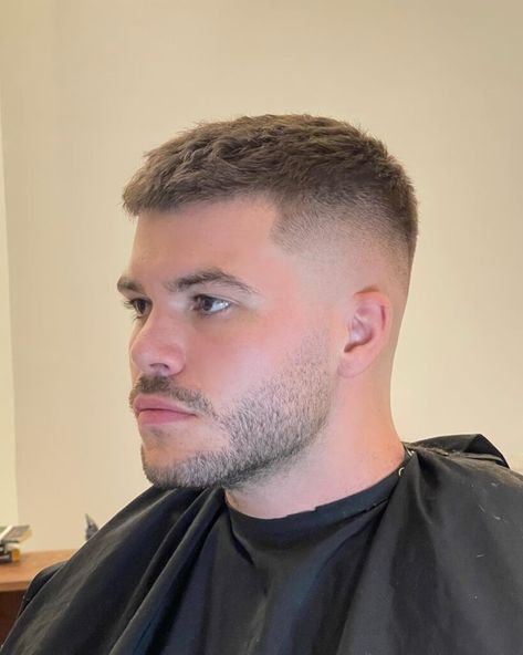 Classic Crew Cut Hairstyles for Men | Timeless Style Men Haircut No Styling, Men’s Buzz Fade, Short Haircut For Man, Crew Cut Fade Short Hair Men, Buzz Mens Haircut, Men’s Faded Buzz, Tapered Buzzcut, Short Hair Cuts For Men Fade Round Faces, Short Hair Cuts Men Fade