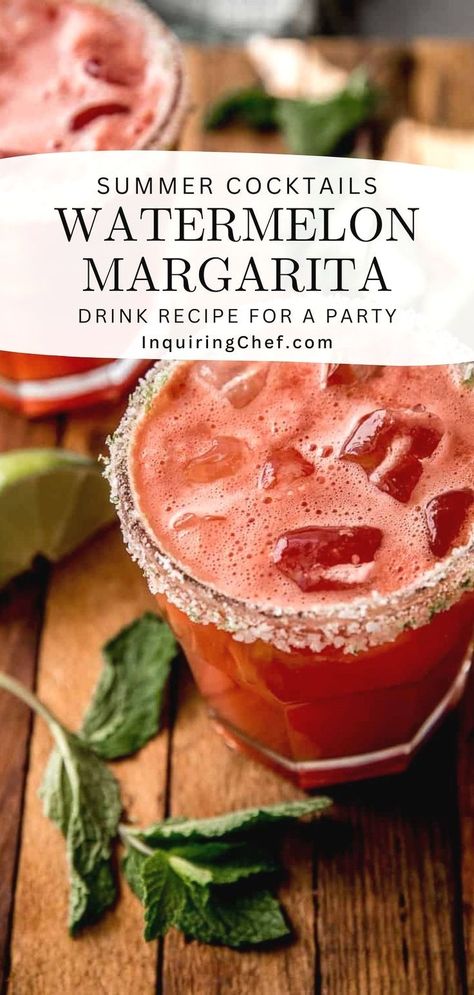 Check out this watermelon margarita recipe - quick and easy, and is a great drink recipe for a party! Fruity cocktails is the best way to go when it comes to summer cocktail recipes. Watermelon Margarita Recipe, Frozen Watermelon Margarita, Watermelon Margaritas, Fun Summer Drinks, Watermelon Drink, Frozen Watermelon, Watermelon Margarita, Refreshing Drinks Recipes, Fresh Watermelon