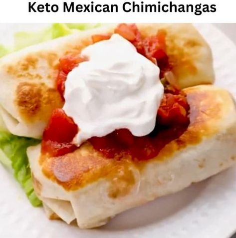 Keto Mexican Chimichangas Chimichanga Beef, Beef Chimichangas, Chimichanga Recipe, Keto Tortillas, Mexican Spices, Easy Keto Recipes, Fried Beef, Low Carb Tortillas, Carb Meals