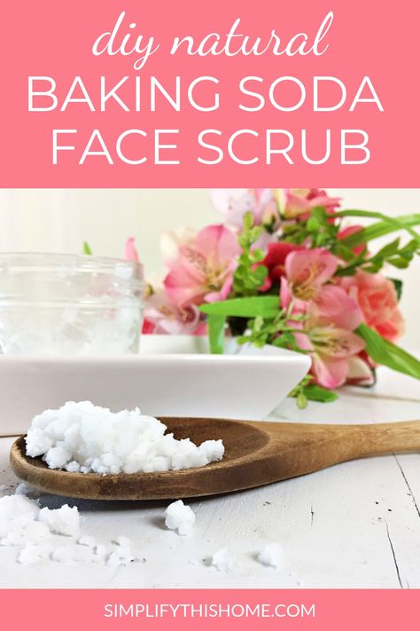 Scrub Diy Exfoliating, Getting Clear Skin, Diy Exfoliating Face Scrub, Homemade Face Scrub, Baking Soda For Dandruff, Baking Soda Face Scrub, Face Scrub Recipe, Baking Soda Shampoo Recipe, Natural Face Scrub