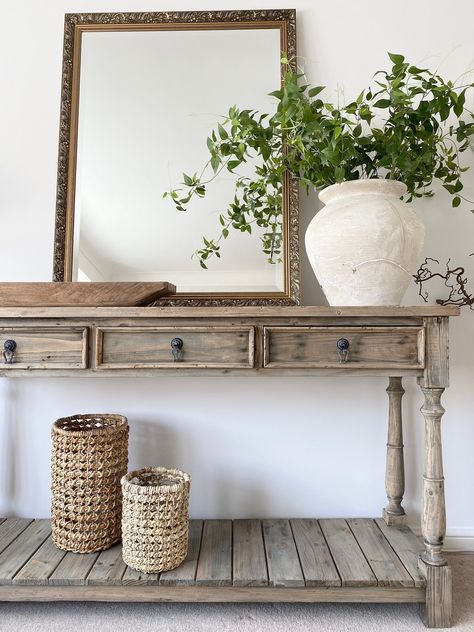 Antique Entry Table, Rustic Entry Table, Kitchen Console, French Rustic Decor, Rustic Hallway Table, Rustic Entryway Table, Rustic Hallway, Painted Houses, Rustic Console