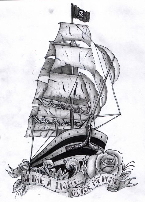 I love pirate ship tattoos! Pirate Ship Tattoos, Pirate Ship Tattoo, Pirate Tattoo, Sailor Jerry Tattoos, Nautical Tattoo, Ship Tattoo, Flash Art, Pirate Ship, Love Tattoos