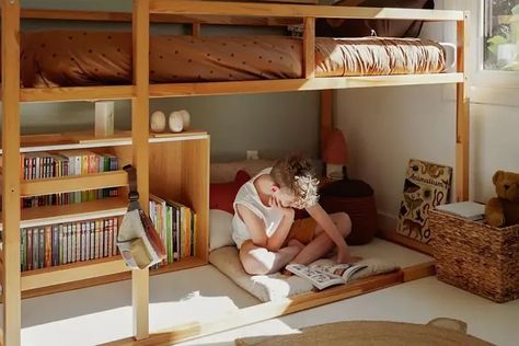 10 IKEA KURA Kid Bed Hacks, from Block Letters to Ball Pits | Apartment Therapy Ikea Bunk Bed Hack, Ikea Kids Bed, Ikea Kids Bedroom, Kura Bed Hack, Ikea Bunk Bed, Ikea Loft Bed, Ikea Playroom, Ikea Kura Bed, Kura Bed