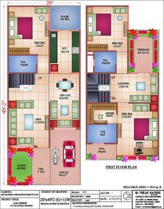 Image result for house plan 20 x 50 sq ft 20 50 House Plan, 20x30 House Plans, 20x40 House Plans, 2bhk House Plan, House Plans With Pictures, Indian House Plans, Duplex House Plans, House Layout Plans, Model House Plan