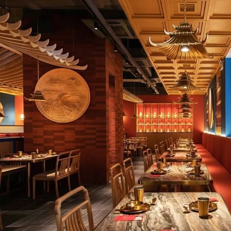 Chinese Restaurant Interior Design, Chinese Restaurant Interior, Restaurant Design Ideas, Chinese Restaurant Design, Chinese Bar, Chinese Interior Design, Japanese Restaurant Interior, Chinese Style Interior, Japanese Restaurant Design