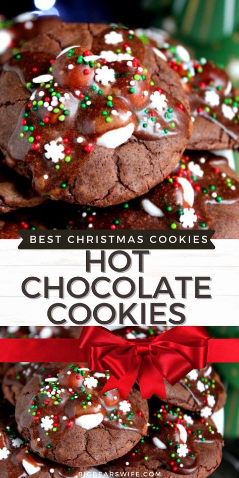 Hot Chocolate Cookies, Best Christmas Cookies, Christmas Food Desserts, Xmas Cookies, Chocolate Glaze, Christmas Snacks, Christmas Cooking, Christmas Chocolate, Cookies Recipes Christmas