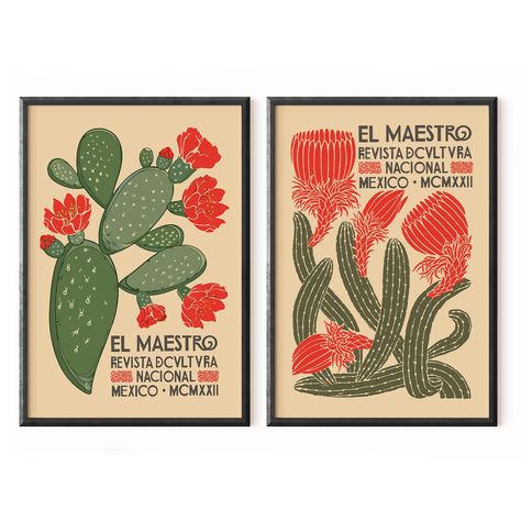 PRICES MAY VARY. Our western wall art are printed on high-quality canvas material, and frames are not included. These vintage botanical prints are made using high-quality canvas and safe, non-toxic spray paint. Our mexican wall decor is printed on high-quality polyester canvas using high-definition printing technology. The texture is fine, the colors are uniform, the original color of the painting is restored, and the waterproof and wrinkle-resistant colors are durable and bright! These mexican Cactus Wall Decor, Mexican Wall Decor, Southwestern Wall Art, Mexican Wall Art, Plant Poster, Mexican Wall, Wall Decor Artwork, Cactus Wall, Western Wall Art