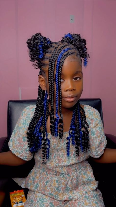 Slayby Barbie | 😍 pretttyyyyyyy #kidshairstyle#braidsforgirls#peekaboobraids#kidsbraidsstyles#ponytailbraids | Instagram Braids For 6 Yrs Old, Girl Braids Hairstyles Kids Black Little Short Hair, Cute Kid Hairstyles Braided, Kids Hairstyles Twists, Birthday Braids For Black Hair Kids, Nine Year Old Hairstyles, Toddler Birthday Hairstyles Black, Kids Box Braids With Color, Kids Hairstyles Black Braids