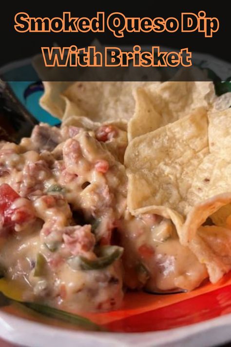 Smokey, cheesy, and downright delicious! Smoked Queso Dip with Brisket is the perfect thing to bring for tailgating, for watching the big game or served up at any party. It can even be smoked ahead of time and reheated. #joshscookhouse #smokedquesodip #smokedquesodipwithbrisket #smokedbrisketqueso #smokedbrisketrecipe #brisketquesorecipe #pitboss #pitbossnation #recipe Smoked Brisket Queso Dip, Heb Brisket Queso Recipe, Brisket Dip Recipes, Brisket Queso Dip, Brisket Dip, Brisket Queso, Smoked Queso Dip, Beef Cube Steak Recipes, Smoked Queso