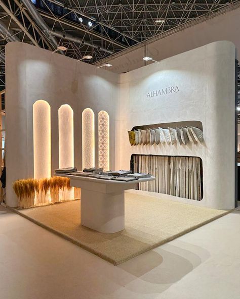 Visit us at Home Textiles Premium by Textilhogar fair in Valencia, we are on Level 3, Hall 1, Stand C72. We are looking forward welcoming you! Feria Valencia Feria HomeTextilesPremium by TextilHogar Natural coating: @ecoclay Table: cimentstudio #alhambrafabrics #hometextilespremium #hometextil #exhibition #fabrics #textiles #textiledesign #editortextil #decoracion Carpet Exhibition Booth Design, Fashion Exhibition Design, Textile Exhibition Display, Fair Stand Ideas, Exhibition Stand Design Ideas, Carpet Exhibition, Fair Stand Design, Fabric Exhibition, Textile Exhibition