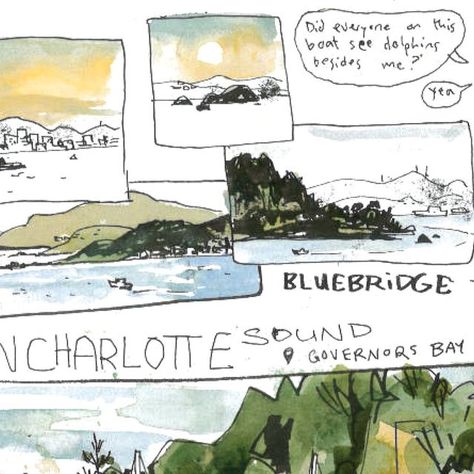 Eleanor Doughty on Instagram: "My stylized landscape sketching workshop begins on Wednesday and there are a couple spaces left open. Link in my bio for more info about it! 👩‍🏫✍️

I thought this sketchbook page from my travels in New Zealand last year showed some good little stylized landscapes. Simplifying values and shapes makes it easier to capture scenery quickly and impactfully! Especially helpful when you're on a moving boat going across the sound. 

The class starts from the basics: simple pen drawings building into value structure, then we finish by adding watercolor in limited palette (as seen on this page).

Gosh I miss Aotearoa....wanna go back and draw more landscapes..... I gathered a lot of pictures I took there to use as references in this class though :)" Simple Pen Drawings, Eleanor Doughty, Landscape Sketching, Stylized Landscape, Sketchbook Journal, Limited Palette, Pen Drawings, Journal Art, Sketchbook Pages