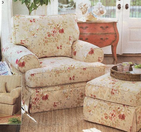 This is EXACTLY what I'm looking for!  Does anyone know where I can buy it? Overstuffed Armchair, Inside Bar, Shaved Hairstyles, Oversized Chair Living Room, Overstuffed Chairs, Floral Chair, Half Shaved, Armchair With Ottoman, Flagstone Flooring