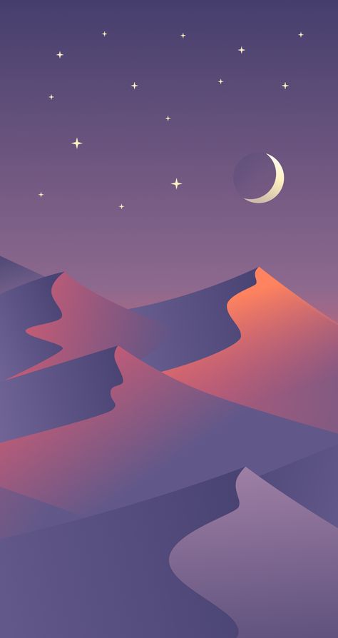 Desert Night Smartphone Wallapaper by Maria Shanina Wallpaper Seni, Illustration Landscape, Wallpaper Estetika, 패턴 배경화면, Wallpapers Iphone, Minimalist Wallpaper, Landscape Illustration, Art And Illustration, Scenery Wallpaper