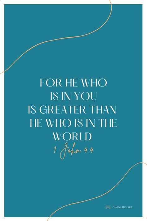 For he who is in you is greater than he who is in the world :) He Who Is In Me Is Greater, 1 John 4 4, Greater Is He, Scripture Wallpaper, 1 John 4, 1 John, Greater Than, God Is Good, Faith Quotes