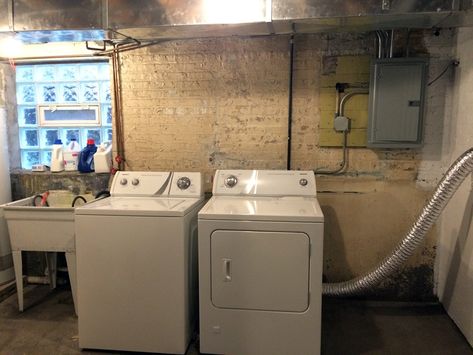 Basement Laundry Room Before and After – Project Palermo Unfinished Laundry Room, Unfinished Basement Laundry, Basement Laundry Room Makeover, Laundry Room Decorating, Laundry Makeover, Old Basement, Small Laundry Room Organization, Basement Laundry Room, Laundry Room Flooring