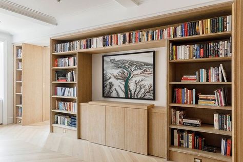 Bookshelves With Tv, Millwork Wall, Floating Cabinets, Contemporary Color Palette, Tile Covers, Future Kitchen, Vintage Dining Chairs, Wall Bookshelves, Cabinetry Design