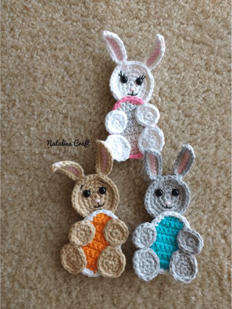 Easter Crochet Applique, Easter Blanket, Appliques Au Crochet, Crochet Easter Bunny, Crochet Appliqué, Bunny Applique, Easter Applique, Crochet Applique Patterns Free, Easter Ornaments