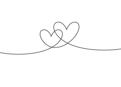 One Line Heart Tattoo, Heart Drawing Cute Simple, Mini Tattoos Heart, 2 Hearts Tattoo, Simple Heart Drawing, Heart Line Tattoo, Heart Tattoo Drawing, 3 Hearts Tattoo Ideas, Simple Heart Tattoo Designs