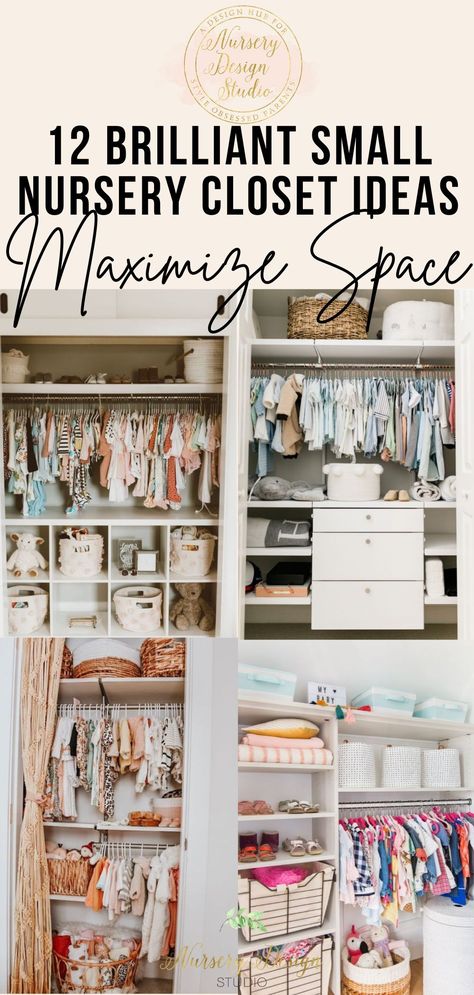 SMALL NURSERY CLOSET IDEAS HOW TO MAXIMIZE SPACE AND STORE MORE (2) Nursery Closet Shelf, Small Closet Organization Ideas Kids, Toddler Closet Organization Ideas, Small Baby Closet Organization, Small Nursery Closet Organization, Small Nursery Closet, Baby Closet Ideas, Nursery Closet Ideas, Toddler Closet Organization