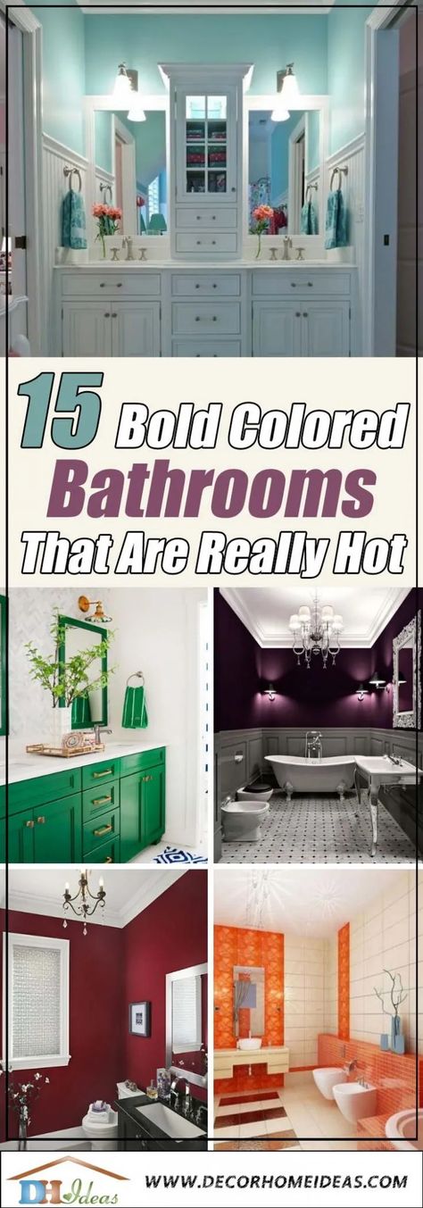 Bathroom Notebook Scenes, Bold Bathroom Colors, Apartment Bathroom Remodel, Vibrant Bathroom, Long Dining Room Tables, Hairstyles Christmas, Retro Notebook, Colorful Bathrooms, Bold Bathroom