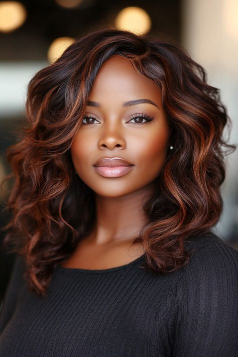 27 Jaw-Dropping Fall Hair Colors For Women With Dark Skin Tones Highlight For Black Women, Cinnamon Color Hair Black Women, Fall Hair Color Black Women Natural, Color 4 Hair On Black Women, Fall Color Black Women Hair, Hair Color For African American Women, Best Hair Color For Black Women, Ginger Copper Hair Black Women, Fall Black Women Hairstyles