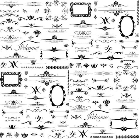 Different ornament elements vector free for download and ready for print. Over 10,000+ graphic resources on vectorpicfree. Wedding Clipart Free, Coreldraw Design, Art Deco Design Graphics, Shadi Card, Wedding Symbols, Vintage Frames Vector, Graffiti Text, Hindu Wedding Cards, Photo Album Design