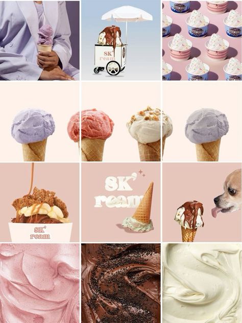 Social Media Design For Ice Cream | Helinmai Gelato Brands, Instagram Design Layout, Ice Cream Poster, Cookies Branding, Coffee Shop Branding, Instagram Branding Design, Instagram Feed Layout, Social Media Branding Design, Ice Cream Design