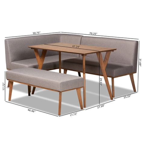 Wade Logan® Annemiek 4 - Piece Breakfast Nook Dining Set & Reviews | Wayfair Dining Nook Bench, Nook Bench, Breakfast Nook Dining Set, Nook Dining Set, Mid Century Modern Fabric, Dining Furniture Sets, Mid Century Modern Dining, Mid Century Dining, Baxton Studio