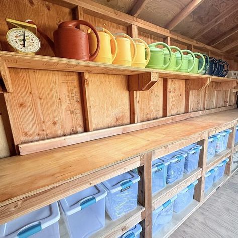 10 Shed Shelving Ideas | Family Handyman Shed Organization Ideas Diy Storage, Garden Shed Organization Ideas Interiors, Inside Storage Shed Ideas, Shed Alternatives, Shed Organisation Ideas, Organizing A Shed, She’d Organization, Inside Shed Ideas Storage, Tuff Shed Interior Ideas