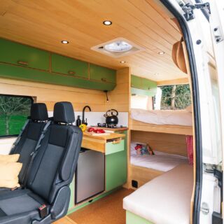 Brand New luxury conversion by Reset & Chill Campers - SOLD. ⋆ Quirky Campers Big Van, Quirky Campers, Campervan Hire, Chalet Design, Sprinter Camper, Van Ideas, Vw Crafter, Campervan Conversions, Camper Conversion