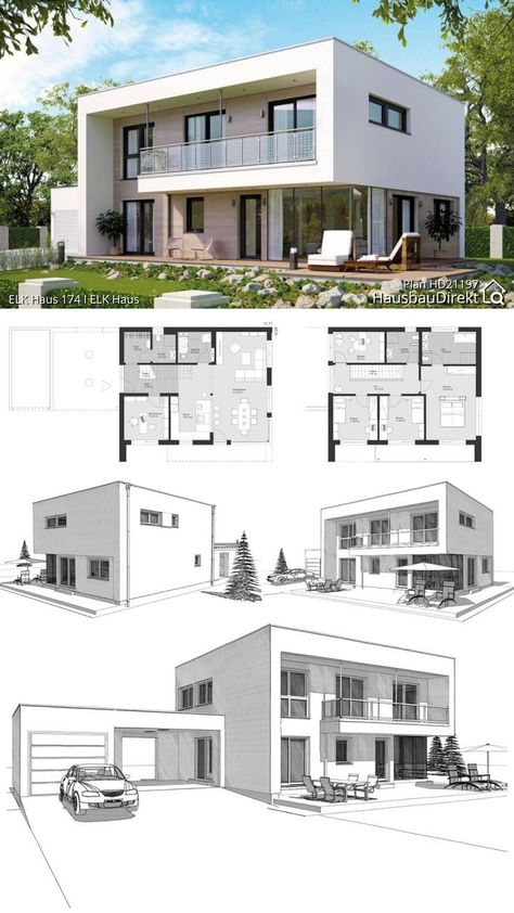 House Architecture Styles, Eksterior Modern, Modern House Floor Plans, Building Plans House, Modern House Facades, House Construction Plan, Sims House Plans, Architect Design House, Architecture Model House