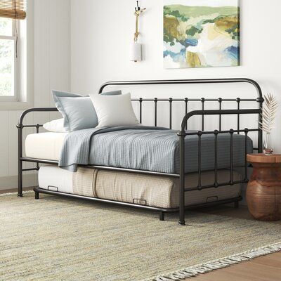 Divan Cama, Modern Rustic Bedrooms, Metal Daybed With Trundle, Trundle Mattress, Twin Daybed With Trundle, Twin Trundle Bed, Twin Daybed, Metal Daybed, Mattress Storage