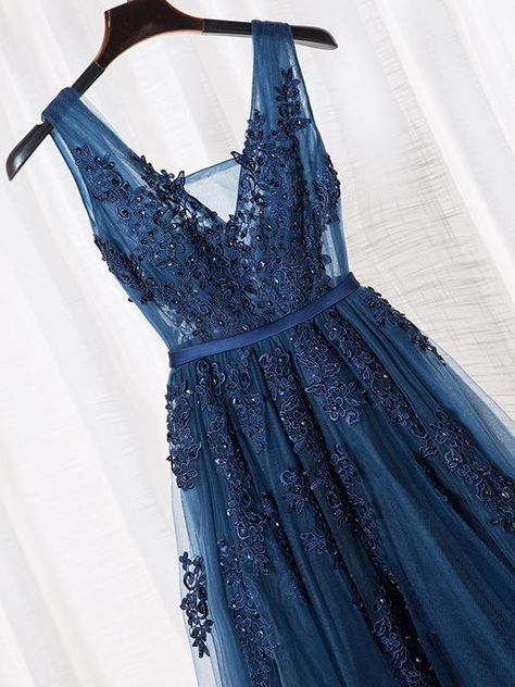 Blue Lace Prom Dress, Military Ball Gowns, Navy Blue Prom Dresses, Navy Blue Bridesmaid Dresses, Backless Evening Dress, Long Formal Gowns, Prom Girl Dresses, Elegant Prom Dresses, Lace Prom Dress