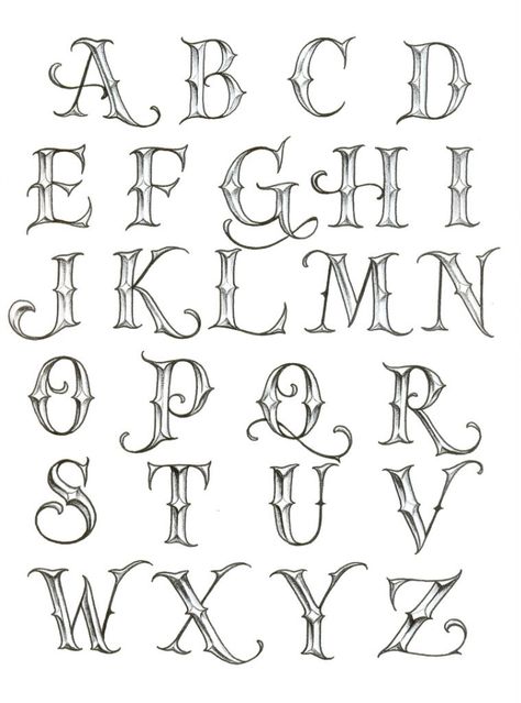 Old English Alphabet, Tattoo Lettering Alphabet, Hand Lettering Alphabet Fonts, Alfabet Font, Tattoo Fonts Alphabet, Graffiti Lettering Alphabet, Tattoo Fonts Cursive, Lettering Styles Alphabet, Tattoo Lettering Design