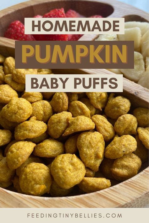 Homemade Pumpkin Baby Puffs Baby Melts Homemade, Pouch Recipes Baby, Blw Snack Recipes, Diy Baby Snacks Homemade, On The Go Baby Snacks, Diy Baby Pouches Food Recipes, Diy Puffs Baby Food, Homemade Baby Pouches, Diy Baby Puffs Recipe