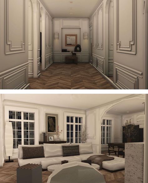 Bloxburg House Aesthetic Interior, Gossip Girl Bloxburg, Old Fashioned Bloxburg House, Bloxburg Traditional House Interior, Hotel Room Bloxburg, Old Money House Bloxburg, Bloxburg Realistic Ideas, Bloxburg Colonial House, Old Money Bloxburg