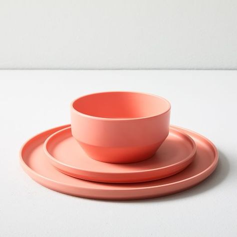 Modern Melamine Dinnerware - Citrus Yellow | West Elm Dinnerware Set Modern, Pink Dinnerware, Pink Dishes, Melamine Dinnerware Sets, Bamboo Cups, Outdoor Dinnerware, Modern Dinnerware, Melamine Dinner Plates, Stoneware Dinnerware Sets