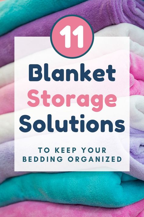 Need blanket storage solutions to keep you bedding and home organized? Check out this article that lists 11 clever storage solutions to store blankets in your home even if you don't have any storage space. #organization #homeorganization #storingblankets #blanketstorage Small Bedroom Organization, Cheap Organization, Space Organization, Storing Blankets, Under Sink Organization, Dollar Store Organizing, Small Space Organization, Small Space Storage, Blanket Diy