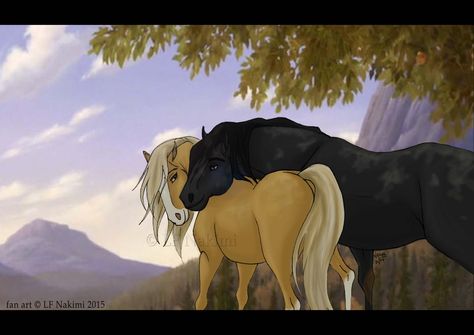 Esperanza and Strider by NakimiWolf Spirit Horse Movie, Spirit Drawing, Disney Horses, Spirit Stallion Of The Cimarron, Spirit And Rain, Spirit The Horse, Horse Animation, Spirit Stallion, Horse Movies