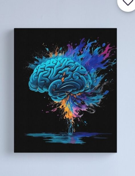 Brain, color splash, blue, creative, Canvas, wall art, human brain, brain anatomy Brain Painting Acrylic, Psychology Art Creative, Human Brain Art, Psychology Color, Brain Artwork, Psychology Wallpaper, Brain Painting, Brain Design, Splash Painting