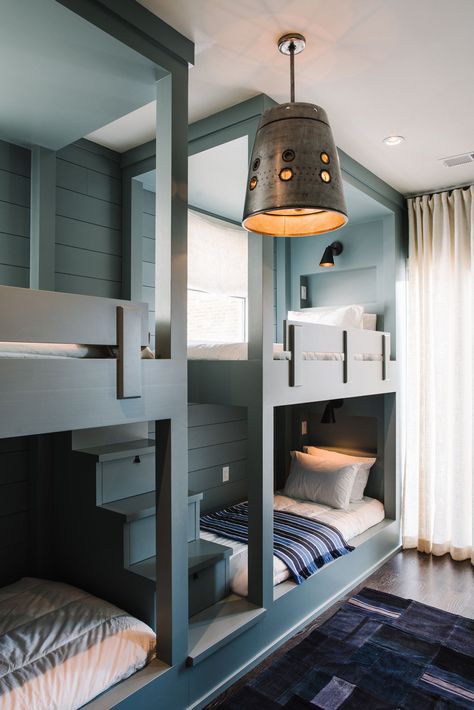 not new -because duh, tiny houses- but those drawers in the staircase are too cute + functional which is always a win in my book Girls Loft Bed, Childrens Bunk Beds, Bunk Bed Rooms, Space Saving Bedroom, Modern Bunk Beds, Bunk Beds Built In, Bunk Rooms, Built In Bunks, Cool Bunk Beds