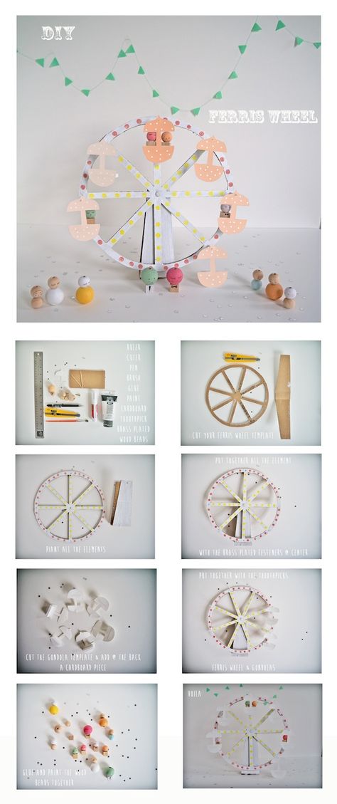 Diy Ferris Wheel, Cardboard Crafts, Paper Toys, Diy Toys, Diy Paper, Creative Gifts, Diy For Kids, Ferris Wheel, Paper Art