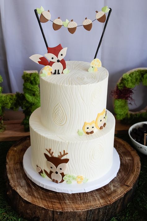 Planning a Woodland Animals Themed Party — First Thyme Mom Woodland forest theme shower or birthday party Woodland Baby Shower Theme Decorations, Woodland Baby Shower Theme Boy, Woodland Baby Shower Food, Bos Baby, Woodland Baby Shower Decorations, Woodland Cake, Woodland Birthday Party, Wild One Birthday Party, Baby Shower Woodland Theme