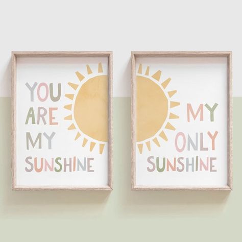 You Are My Sunshine Wall Art, You Are My Sunshine Wallpaper, Nursery Sunshine, Sunshine Wall Art, Sunshine Printable, Wall Art Girls Room, Sunshine Print, Neutral Print, Girls Room Wall Art