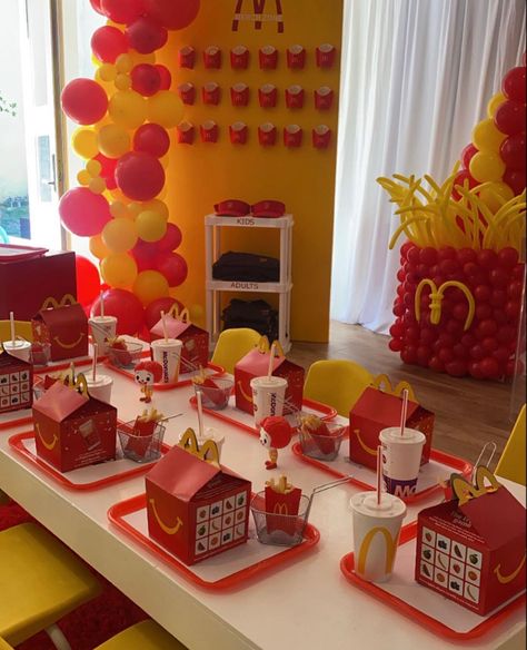 McDonald’s birthday party set up Mc Donald Birthday, Mc Donald Party, Mcdonalds Kids, Mcdonalds Birthday Party, Birthday Party Set, Nephew Birthday, Jotaro Kujo, Twin Birthday, 14th Birthday