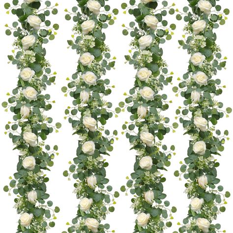 PRICES MAY VARY. 【Realistic and Beautiful Appearance】-- Our eucalyptus flower garland is full and beautiful, with white rose flowers, eucalyptus leaves and full of gypsophila. The gypsophila is hidden in leaves, adding highlights to the vine and making the rose garland look full and three-dimensional. Real white flowers adorn the vines,making the floral garland look more realistic and vivid. 【Package and Size of Rose Garland】--Each package includes two garlands,each garland with 6 white roses an Gypsophila Garland, Eucalyptus Flower, Flowers Eucalyptus, Artificial Eucalyptus Garland, Champagne Flowers, Rose Vine, Champagne Rose, Realistic Rose, Artificial Eucalyptus