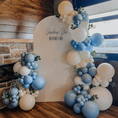 Something Blue Before I Do 💙🥂💍✨ The perfect afternoon for a beautiful bridal shower luncheon! And this dreamy theme complements all the different shades of blue her bridesmaids will be in on the big day 🥰 Special shoutout to Ashley at @lundstromflorist for whipping up these beautiful fresh florals! Check her out for your floral needs! 💐 Blue Theme Engagement Party, Blue Bridal Shower Balloon Arch, Something Blue Bridal Shower Brunch, Something Blue Party Theme, Dreamy Bridal Shower Ideas, White And Blue Engagement Party, Something Blue Bridal Shower Decorations, Something Blue Themed Party, Wedding Shower Inspiration